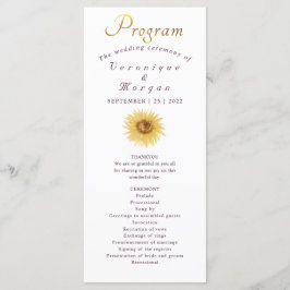 Boho Sunflower programme de mariage or floral scri