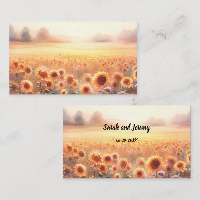 Boho Sunflower Rustic Watercolor Country Wedding Platzkarte (Vorne/Hinten)