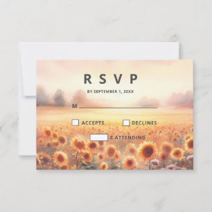 Boho Sunflower Rustic Watercolor Country Wedding RSVP Karte