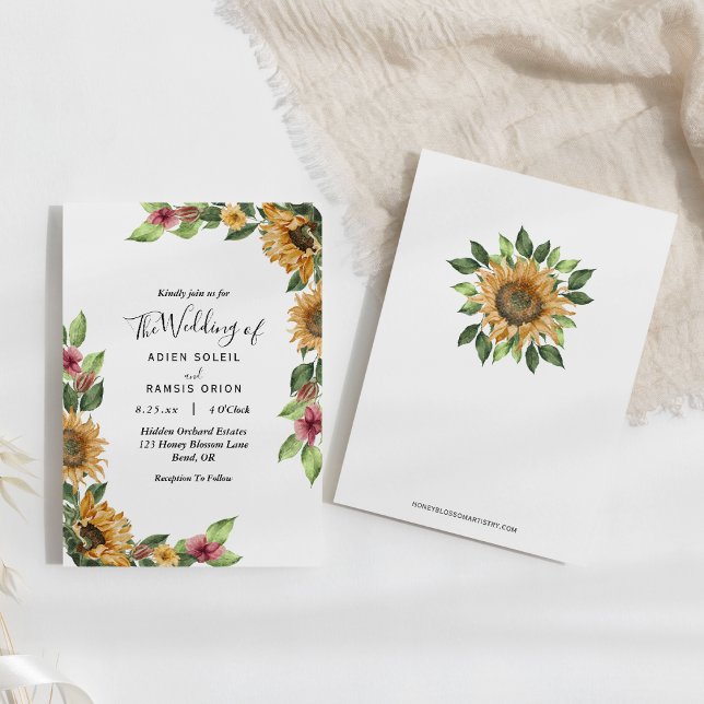 Boho Sunflower Rustic Wildblume Wedding Einladung (Von Creator hochgeladen)