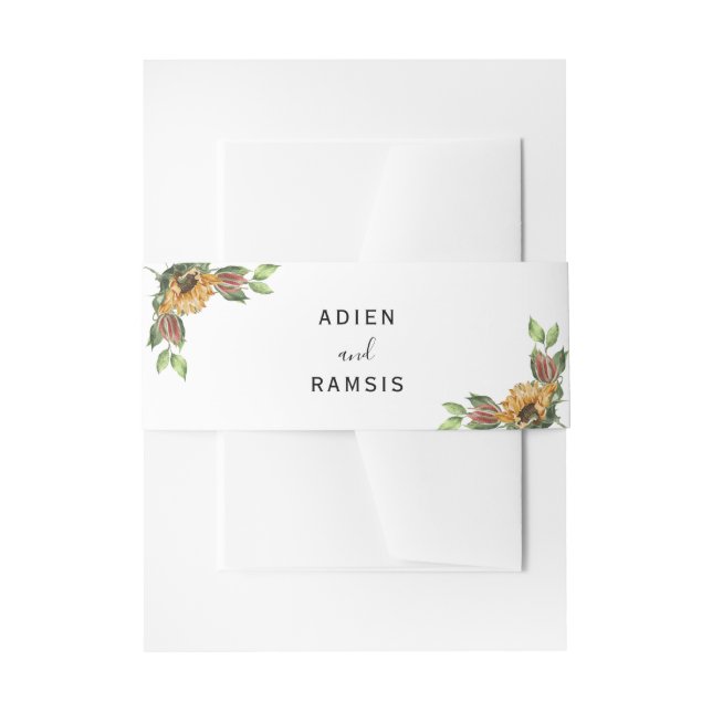 Boho Sunflower Rustic Wildblume Wedding Einladungsbanderole (Vorderseite Beispiel)