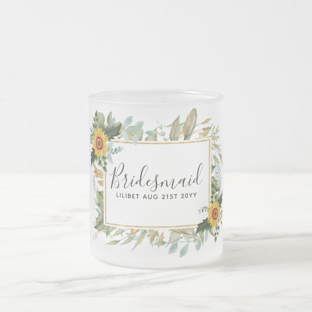 Boho Sunflower Sage Greenerity Wedding Mattglastasse (Mittel)