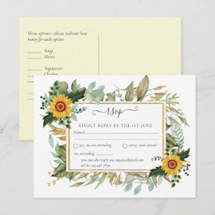 Boho Sunflower Sage Greenerity Wedding Postkarte