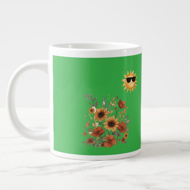 Boho Sunflower Tribal Pattern Mug – Warm Sunshine Jumbo-Tasse (Links)