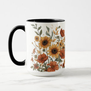 Boho Sunflower & Tribal Pattern Tasse - Warme Erde