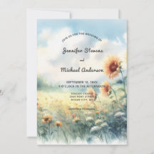 Boho Sunflower Watercolor Rustic Country Wedding