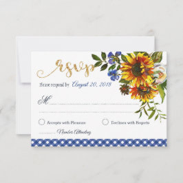 Boho Sunflowers Country Western Floral RSVP Card Karte