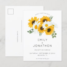 Boho Sunflowers Florals Rustic Save the Date