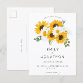 Boho Sunflowers Florals Rustic Save the Date Ankündigungspostkarte