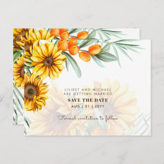 Boho Sunflowers Rustic Wedding RETT DATES Postkarte