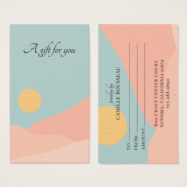 Boho Sunrise Wüste Abstrakte Geschenkkarte (Vorne & Hinten)