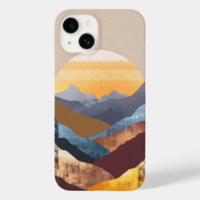 Boho Sunset Mountains Case-Mate iPhone 14 Hülle (Rückseite)