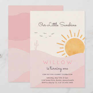 Boho Sunshine 1. Reise um die Sonne Geburtstag Einladung