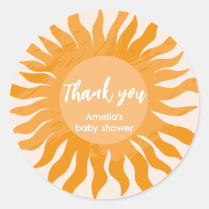 Boho sunshine Baby Dusche Gefallen Danke Runder Aufkleber