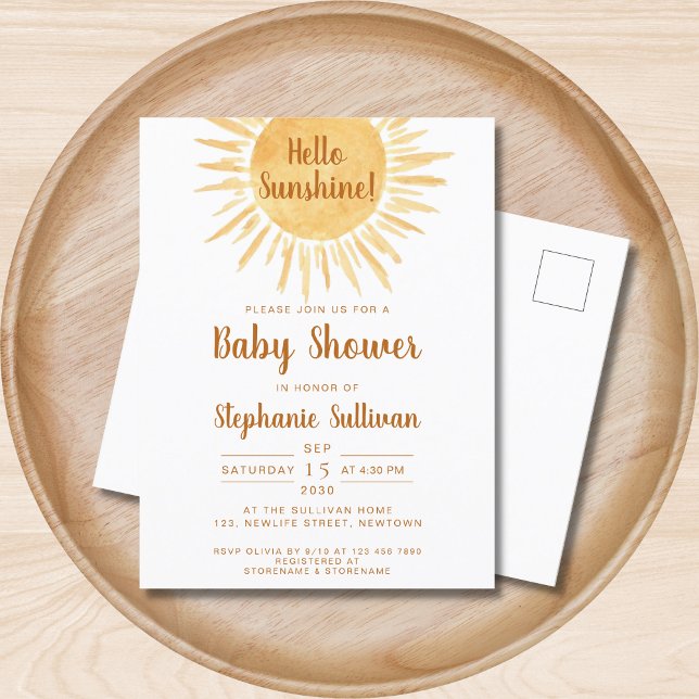 Boho Sunshine Baby Shower Einladungspostkarte (Von Creator hochgeladen)