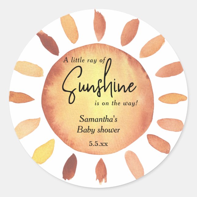 Boho Sunshine Babydusche Runder Aufkleber (Vorderseite)
