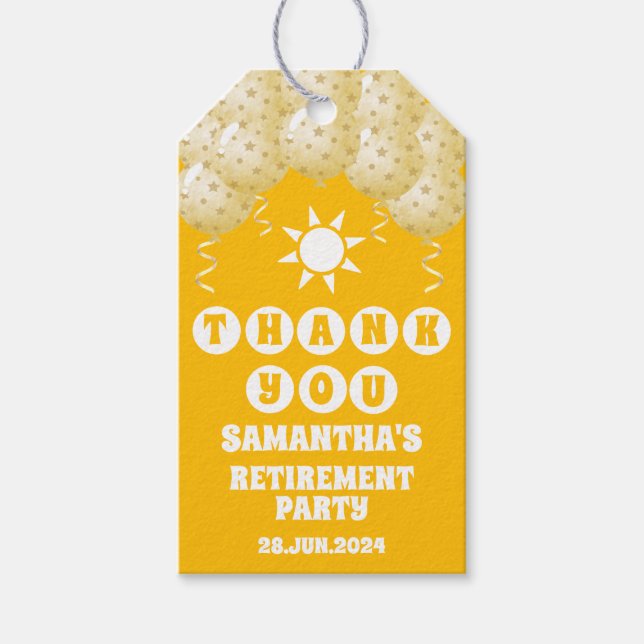 Boho Sunshine Balloons Pensionierung Danke Geschenkanhänger (Vorderseite)