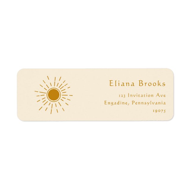 Boho Sunshine | Beige Rücksendeadressen-Aufkleber (Vorne)