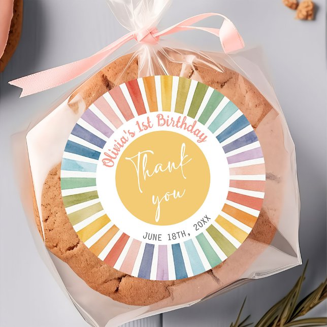 Boho Sunshine Birthday Runder Aufkleber (Von Creator hochgeladen)