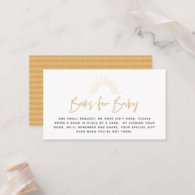 Boho Sunshine Book Request Enclosure Card Platzkarte (Vorderseite/Rückseite Beispiel)