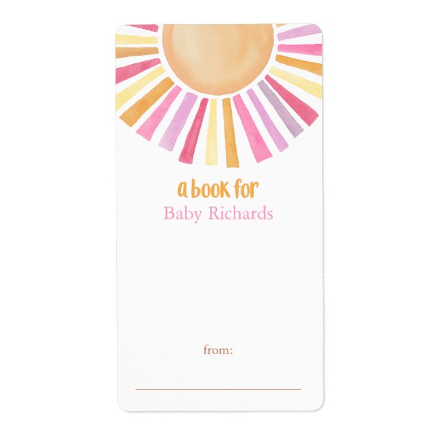 Boho sunshine fille baby shower étiquettes autocol (Devant)