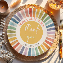 Boho Sunshine Geburtstag Papier Teller