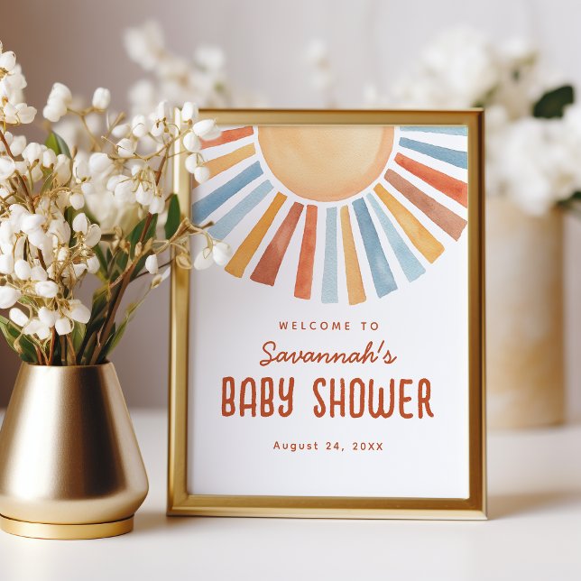 Boho Sunshine Neutral Baby Shower Welcome Sign Fotodruck (Von Creator hochgeladen)