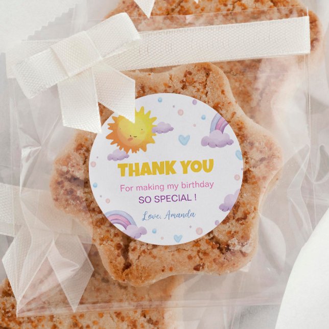 Boho Sunshine Rainbow Birthday Sticker Labels (Von Creator hochgeladen)