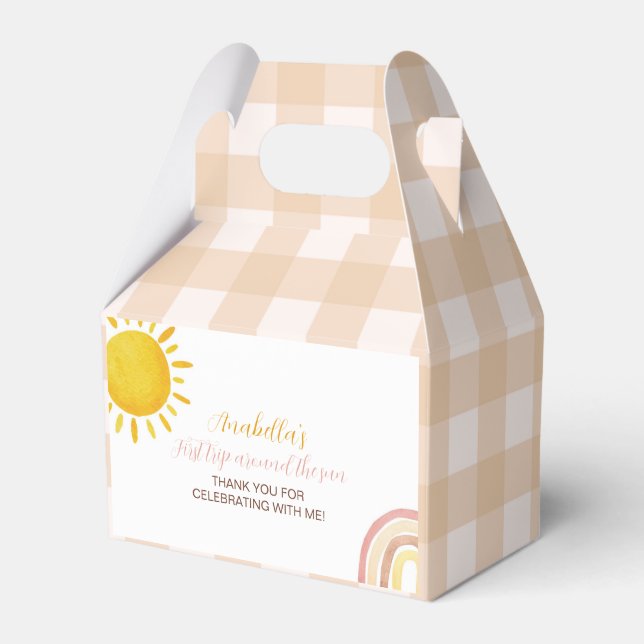Boho Sunshine Rainbow Favor Box Birthday Party Geschenkschachtel (Vorderseite)