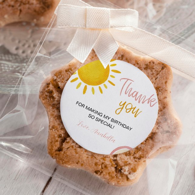 Boho Sunshine Rainbow Sticker Étiquettes d'anniver (Créateur téléchargé)