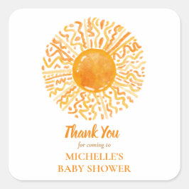 Boho Sunshine Ray of Sun Vielen Dank Quadratischer Aufkleber