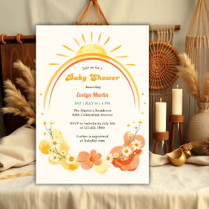 Boho Sunshine Retro Sun Baby Dusche Einladung