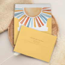 Boho sunshine sonnengelb blauer Umschlag 12x18 Kar