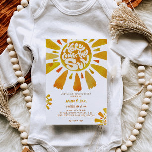 Boho Sunshine Watercolor Babydusche Einladung