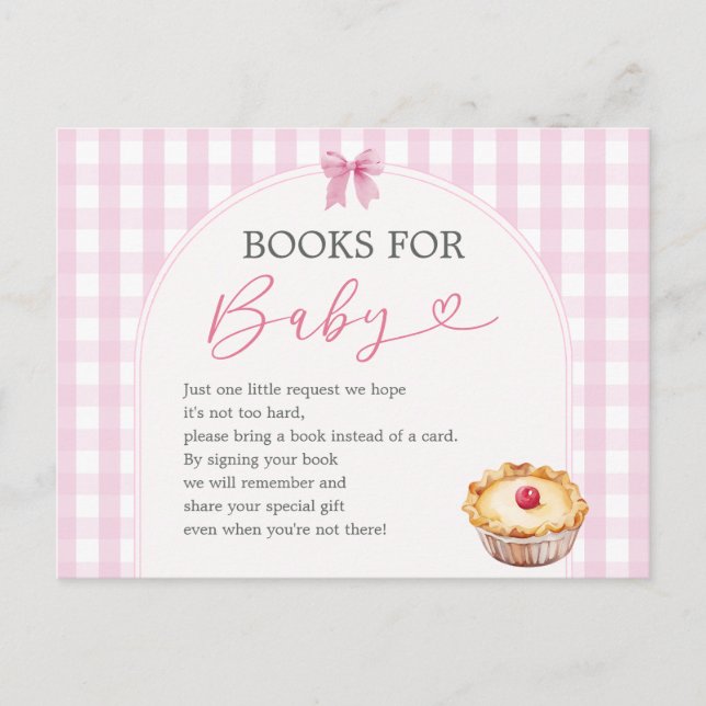 Boho Süsse Pie Pink Gingham Bücher für Baby Postkarte (Vorderseite)
