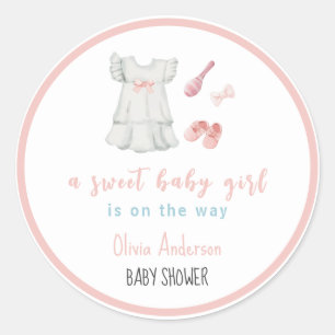 Boho Süße Pinke Mädchen-Outfit-Baby-Party Runder Aufkleber