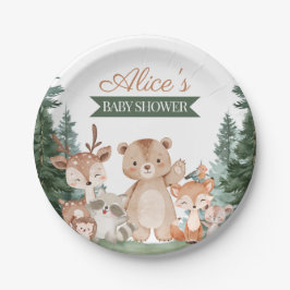 Boho Süße Waldgrün-Babyparty Pappteller