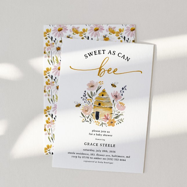 Boho Sweet as Can Bee Baby Shower Einladung (Von Creator hochgeladen)