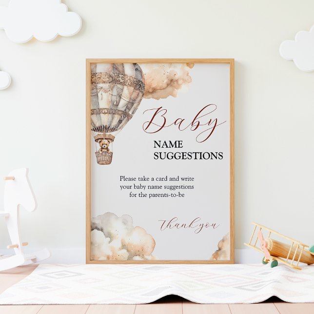 Boho Sweet Bear Air Ballon Babyname Ideen Spiel (Boho Sweet Bear Air Balloon Baby Name Ideas Game)