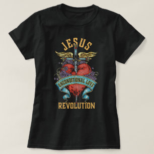 Boho Sword Wings Herz Christliche Jesus Revolution T-Shirt