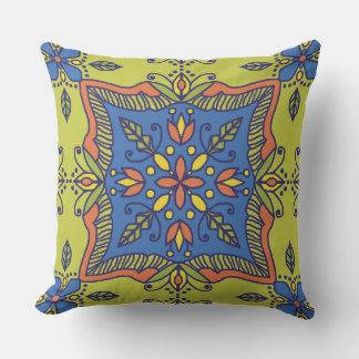 Boho Talavera Tile Outdoor Pillow Kissen
