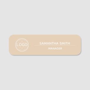 Boho Tan Business Logo Mitarbeiter Namensschild