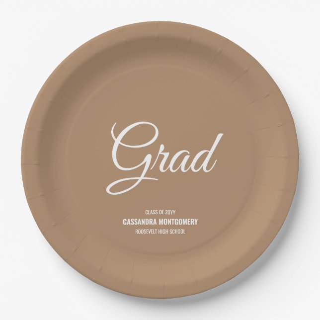 Boho Tan Minimalistisch Modern Graduation Party Pappteller (Vorderseite)