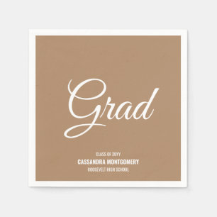Boho Tan Minimalistisch Modern Graduation Party Serviette