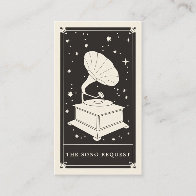 Boho Tarot Grammophon Songkarte Visitenkarte (Vorderseite)