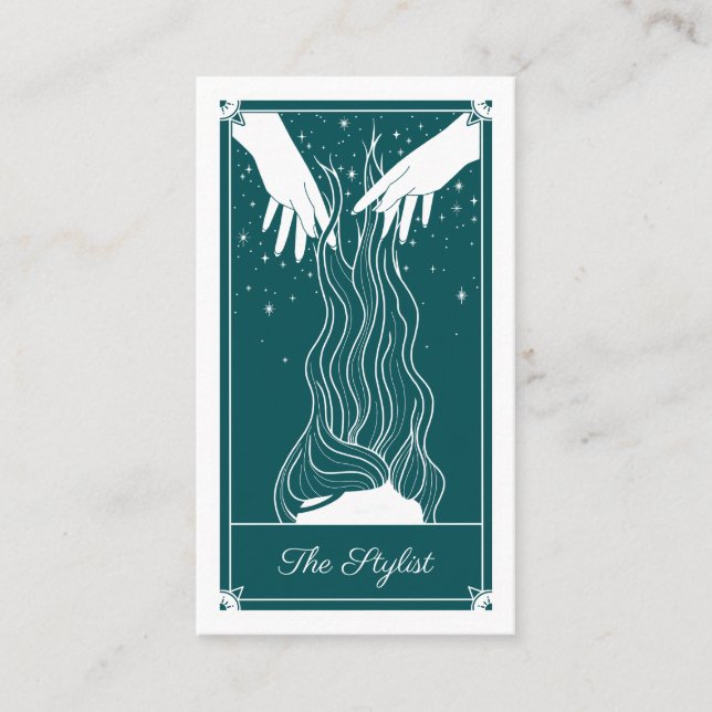 Boho Tarot Hair Stylistin Aquamarin Visitenkarte (Vorderseite)