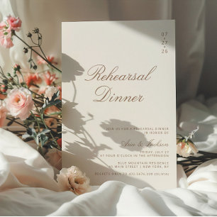 Boho Taupe Elegante Calligrafy Probe Dinner Einladung