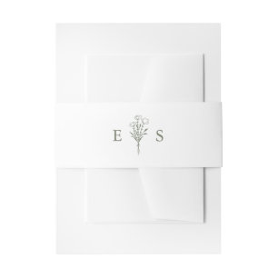 Boho Taupe Green Minimalistisch Botanicals Wedding Einladungsbanderole