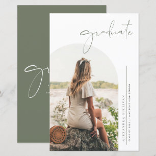 Boho Taupe Grün Minimalistischer Bogen Foto Abschl