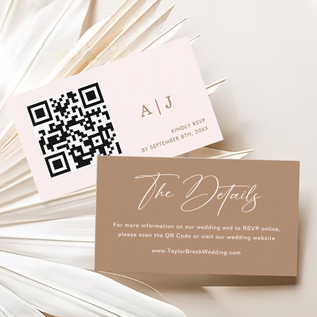 Boho Taupe Wedding Details Begleitkarte (Von Creator hochgeladen)